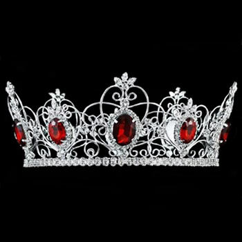 Pageant 3 5 Full Circle Tiara Simulated Red Crystal King Queen