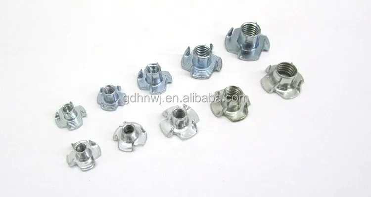 T Nuts Four Pronged M3 M4 M5 M6 M8 M10 Threaded Inserts For Wood