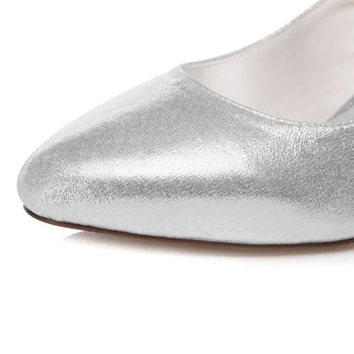 chunky heel silver shoes