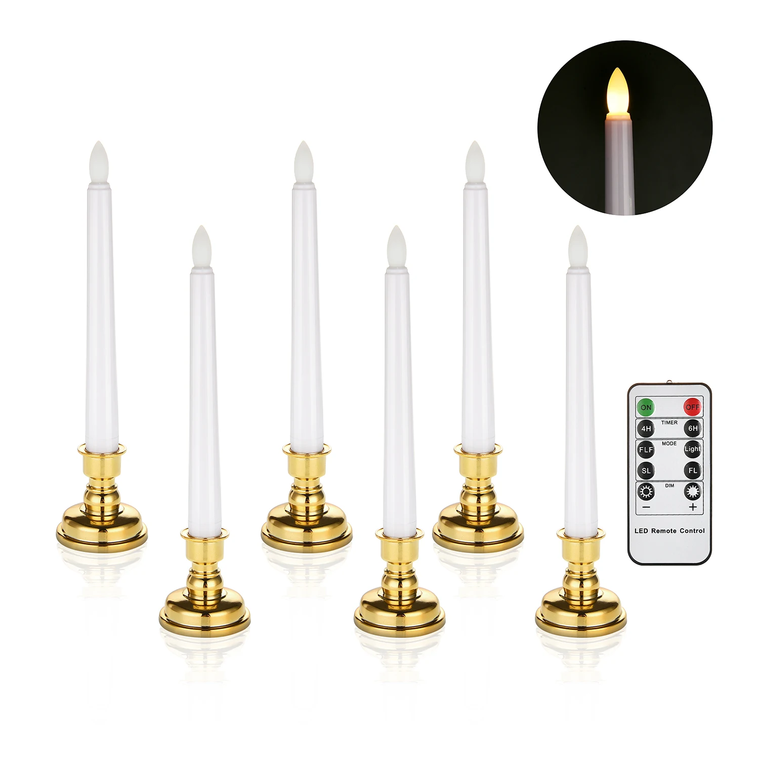 Remote Control Led Taper Candle Battery Operated Flicker Flameless ...