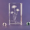 wholesale customized 3D laser engraved Carnation K9 clear crystal block cube