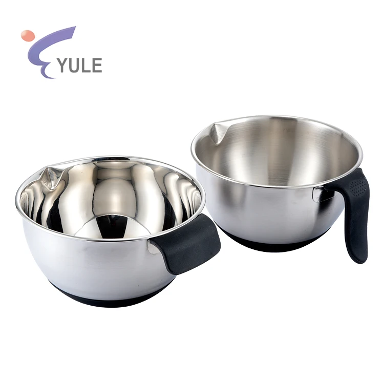 stainless steel mixing bowls with lids and rubber bottoms