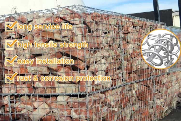 Galvanized Gabion Stone Cage Rock Filled Gabion Baskets Price For