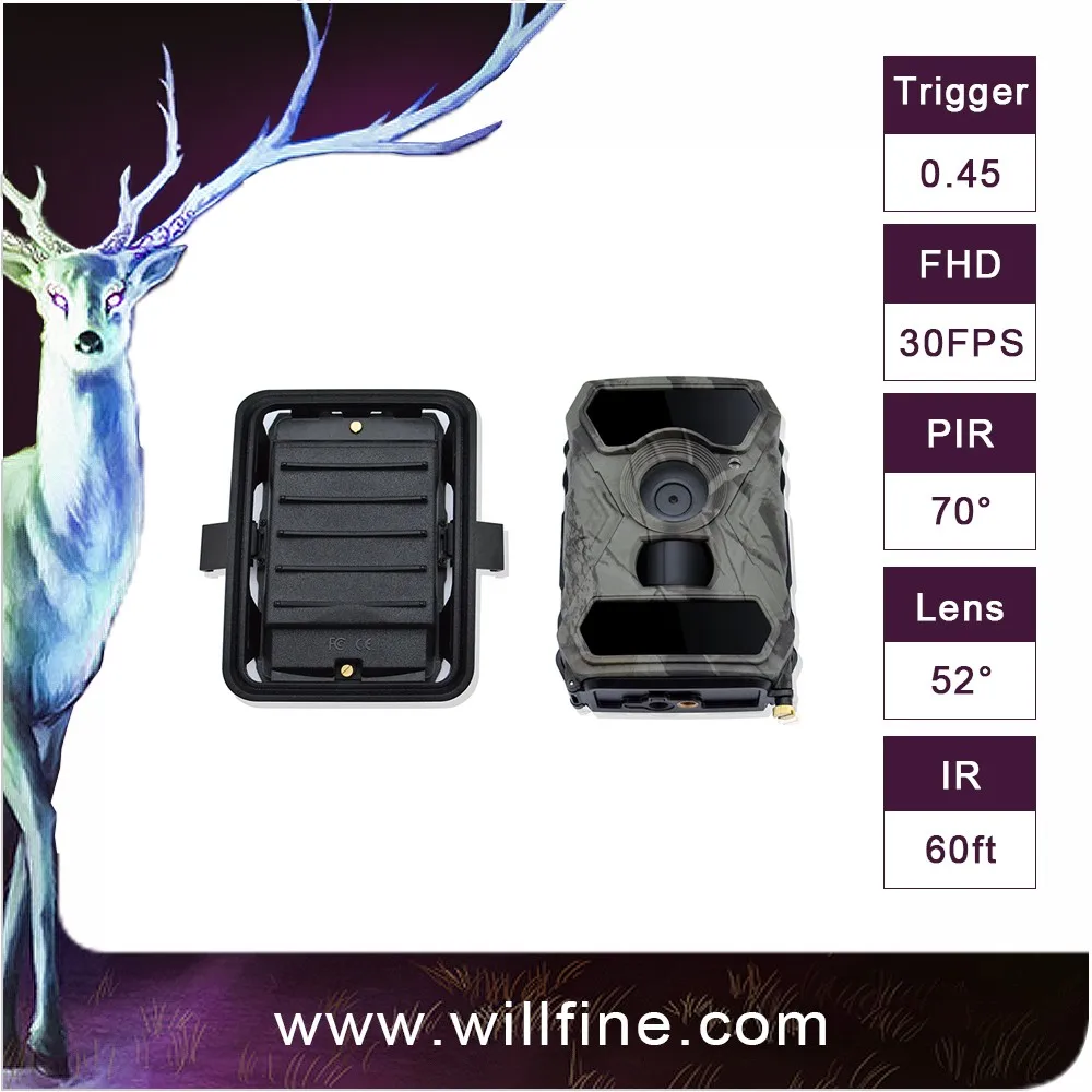 12MP 1080P PIR Motion Detection Wide/Regular Optional Lens 0.4s Response 850nm/940nm IR Wholesale Wireless Trail Camera with 3G