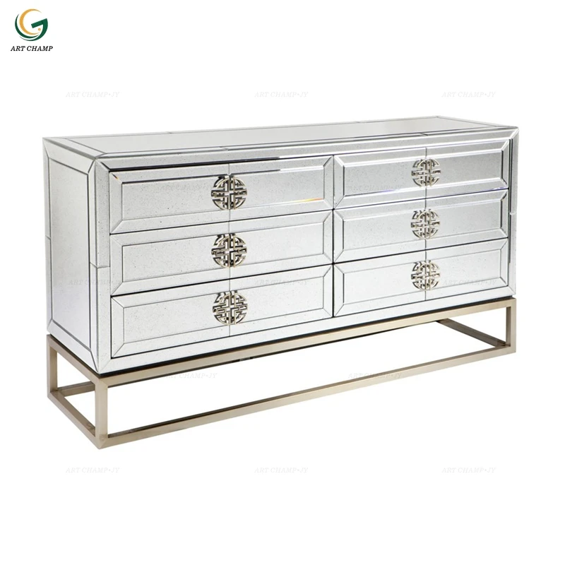Por 6 Drawers Beauty Buffet Mirrored Furniture Wooden Chest Por 6 Drawers Beauty Buffet
