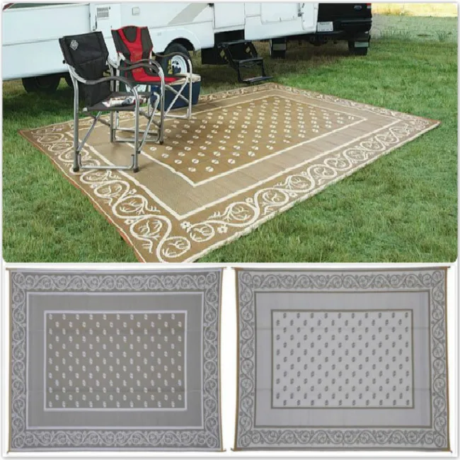 Reversible Woven Outdoor RV Patio Mat 9 x 12 Feet