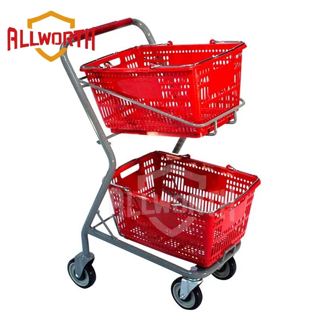 Removable Double Plastic Basket Supermarket Trolley Buy Supermarket