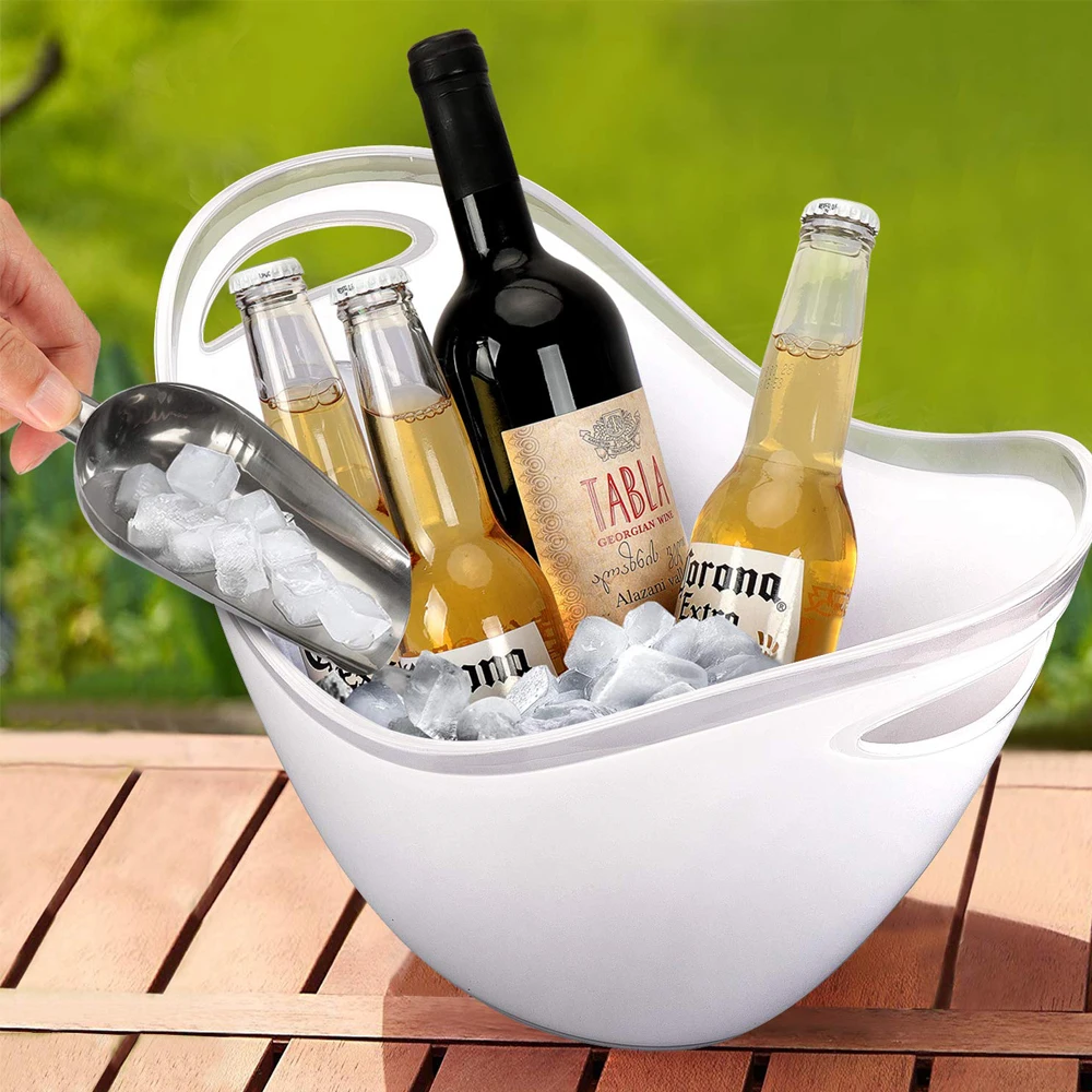 YOBANSA 3.5L White Acrylic Wine or Champagne Bottles Ice Bucket,Wine Cooler Bucket,Bar Tools,Wine Accessories White 
