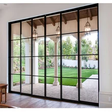 Estilo franc&ecirc;s preto cor magro quadro personalizado de a&ccedil;o janelas e portas de ferro