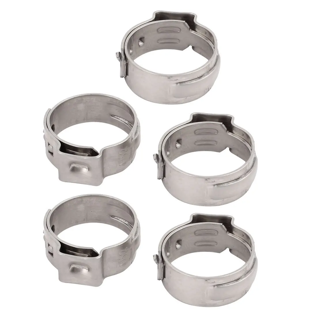 uxcell 13.7mm-16.2mm 304 Stainless Steel Adjustable Tube Hose Clamps Silver Tone 5pcs