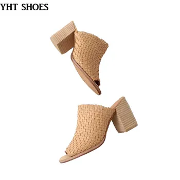 woven mules heel