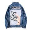 Winter style windproof high quality denim jackets back full print loose long sleeve jean jacket for boys