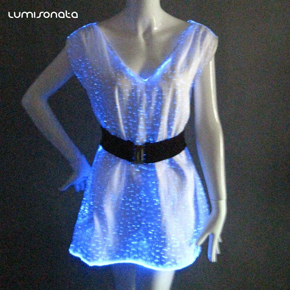 Elegant Led Light Up Ladies Glow In The Dark Fancy Dress Lumimnous ...