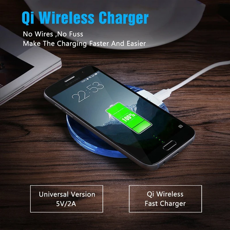 Magical K9 Wireless Charger For iPhone 8 p20 Pro Qi Wireless Charger Ultra Thin LED Fast Charging Pad Station