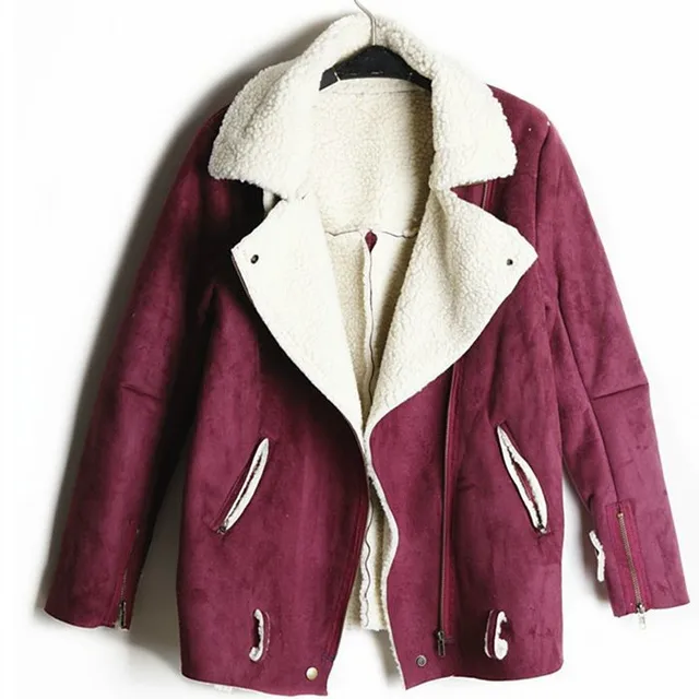 women faux suede fur coat sherpa fleece jacket