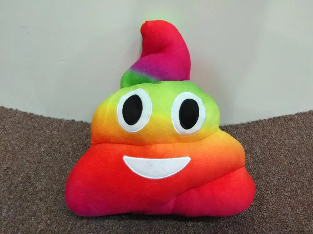 emoji poop tie dye plush comfy pillow 15 inches rainbow poop