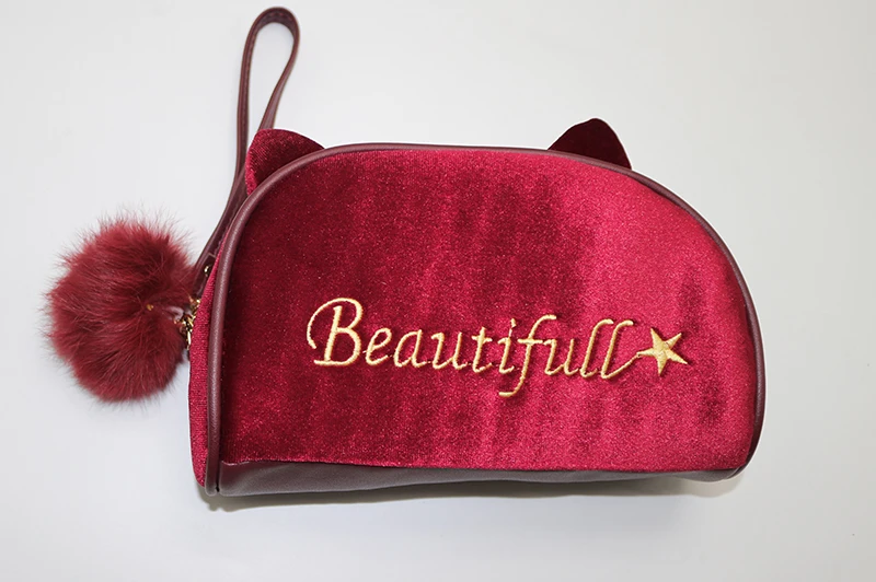 cat velvet cosmetic bag3