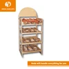 Customized size steel wood heavy duty snacks bread display rack