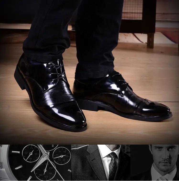 Black Men's Genuine Leather Shoes,Men Leather Shoes,Dress Shoes - Buy ...