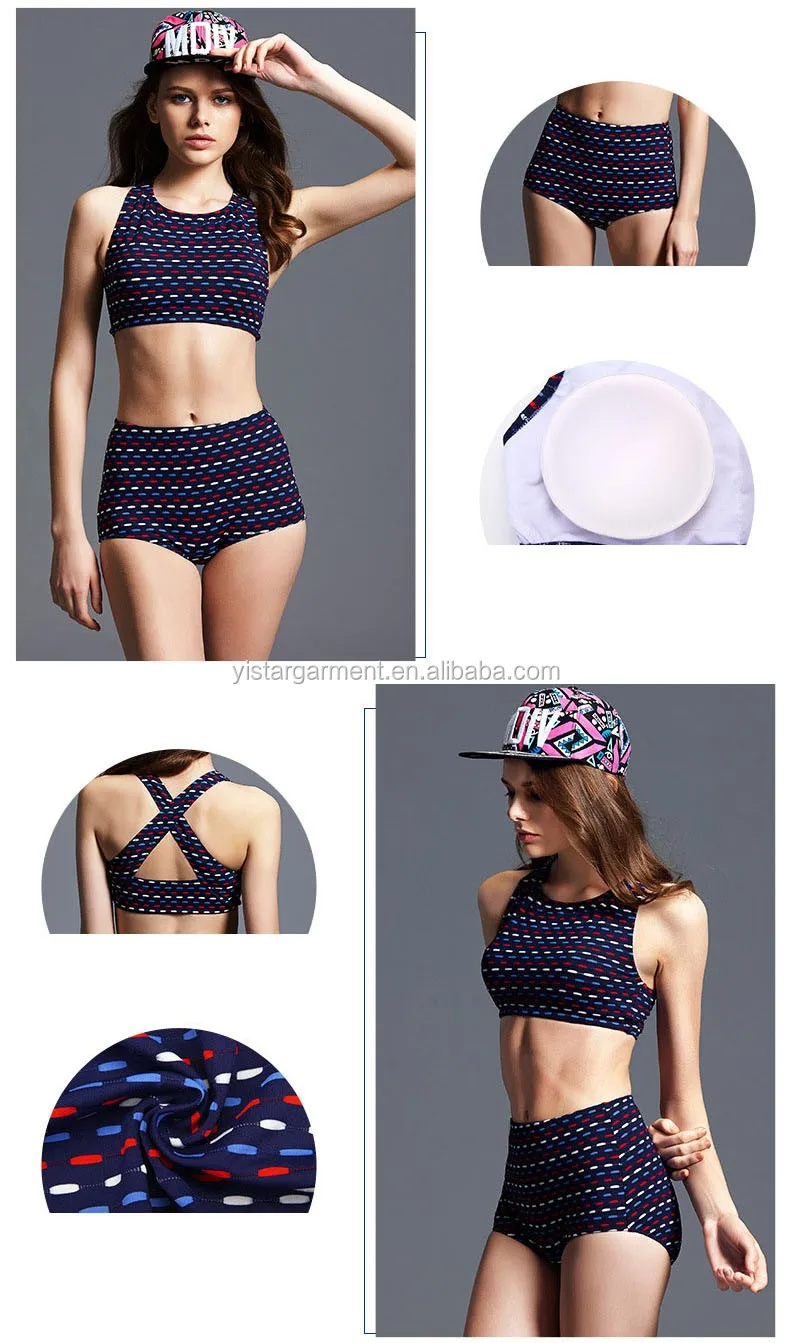 Two Piece Training Swimsuits Oem Customized Polyester Sport Swimwear