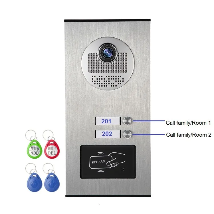 video intercom outdoor station 4-wire color video door phone video intercom system for 3-apartments