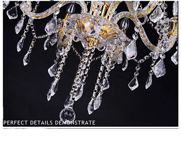 Golden crystal chandelier transparent glass chandelier luxury hotel lighting