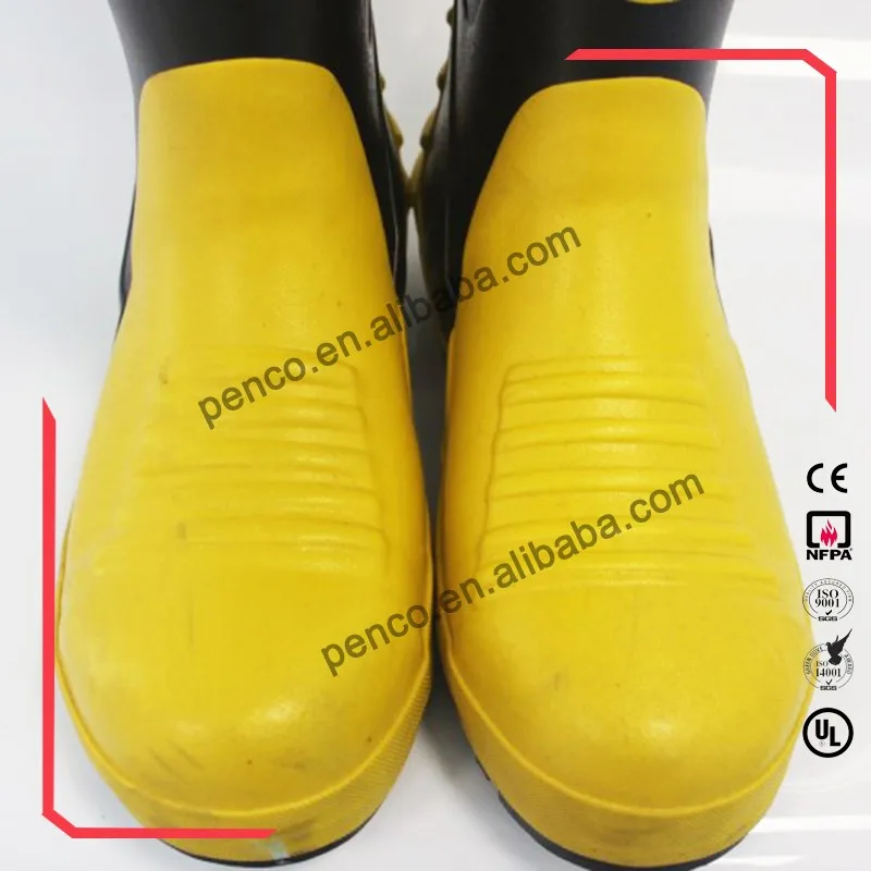 Fire And Rescue Rubber Fire Fighting Safety Boots With Steel Toecap
