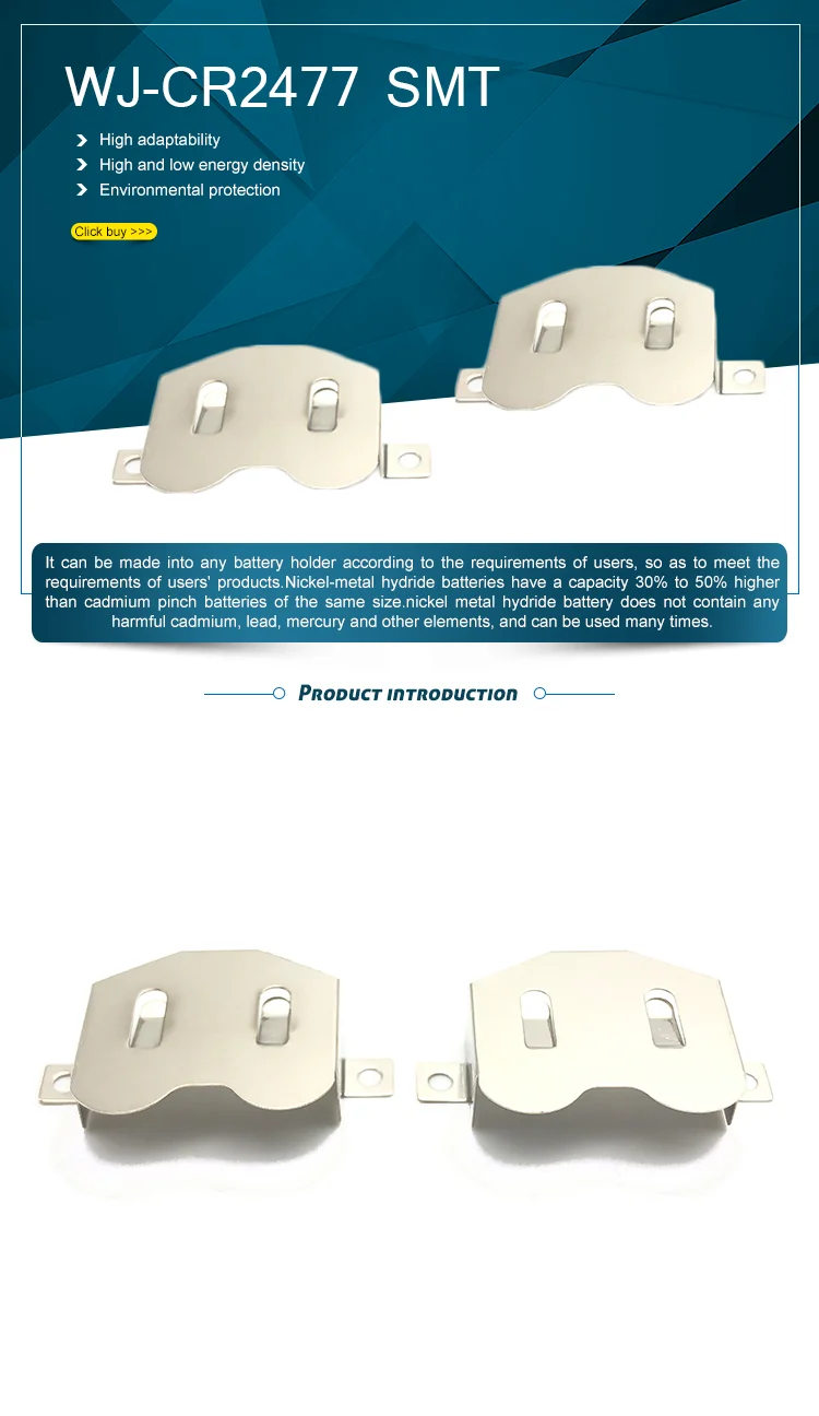 Metal Cr 3.0v Lithium Button Cell Battery Holder Cr2477 Smd Smt Type