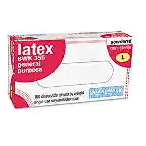 Galxy Disposable General Purpose Natural Rubber Latex Gloves, Powdered, Large, 100/Box