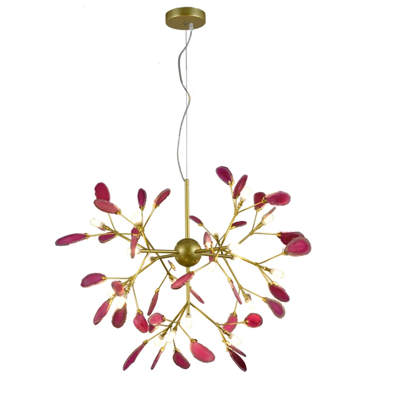 Modern globe indoor Iron Agate 20 Lights Colorful LED Chandeliers Pendant lights for home