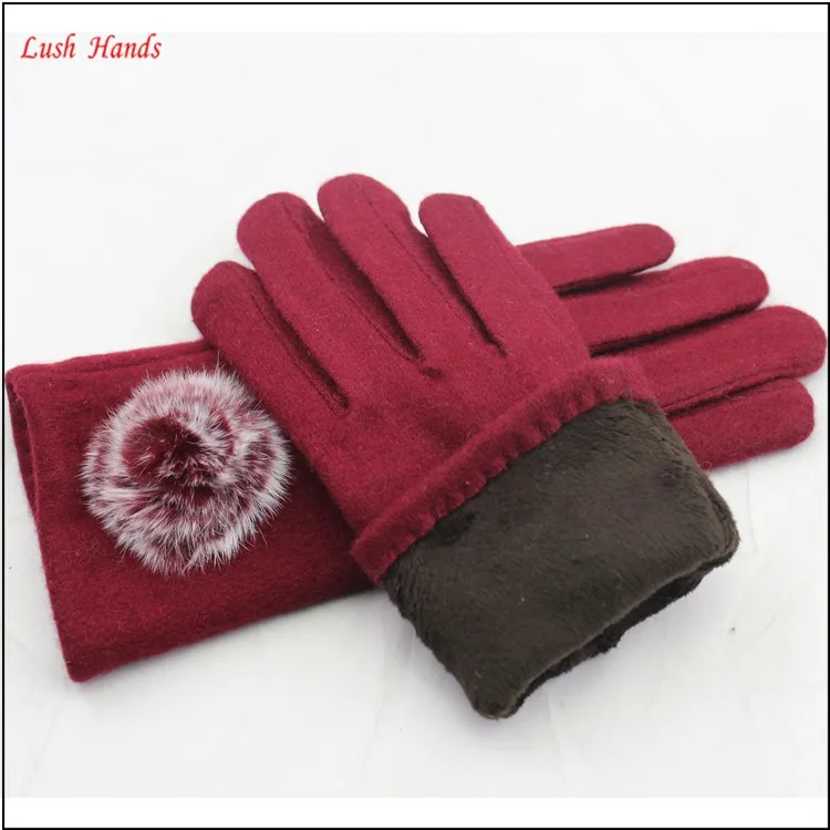 2016 Goodluck Factory woolen gloves new design ladies winter warm woolen
