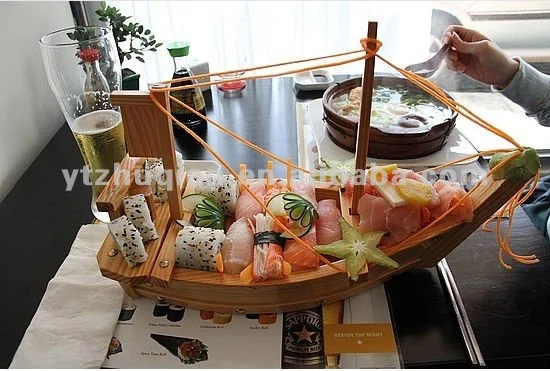 hot sale disposable bamboo boat shaped plate/sushi boat