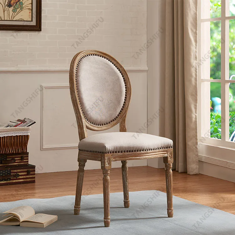 2017 French Style Wood Round Back Dining Chair With Linen Fabric Buy