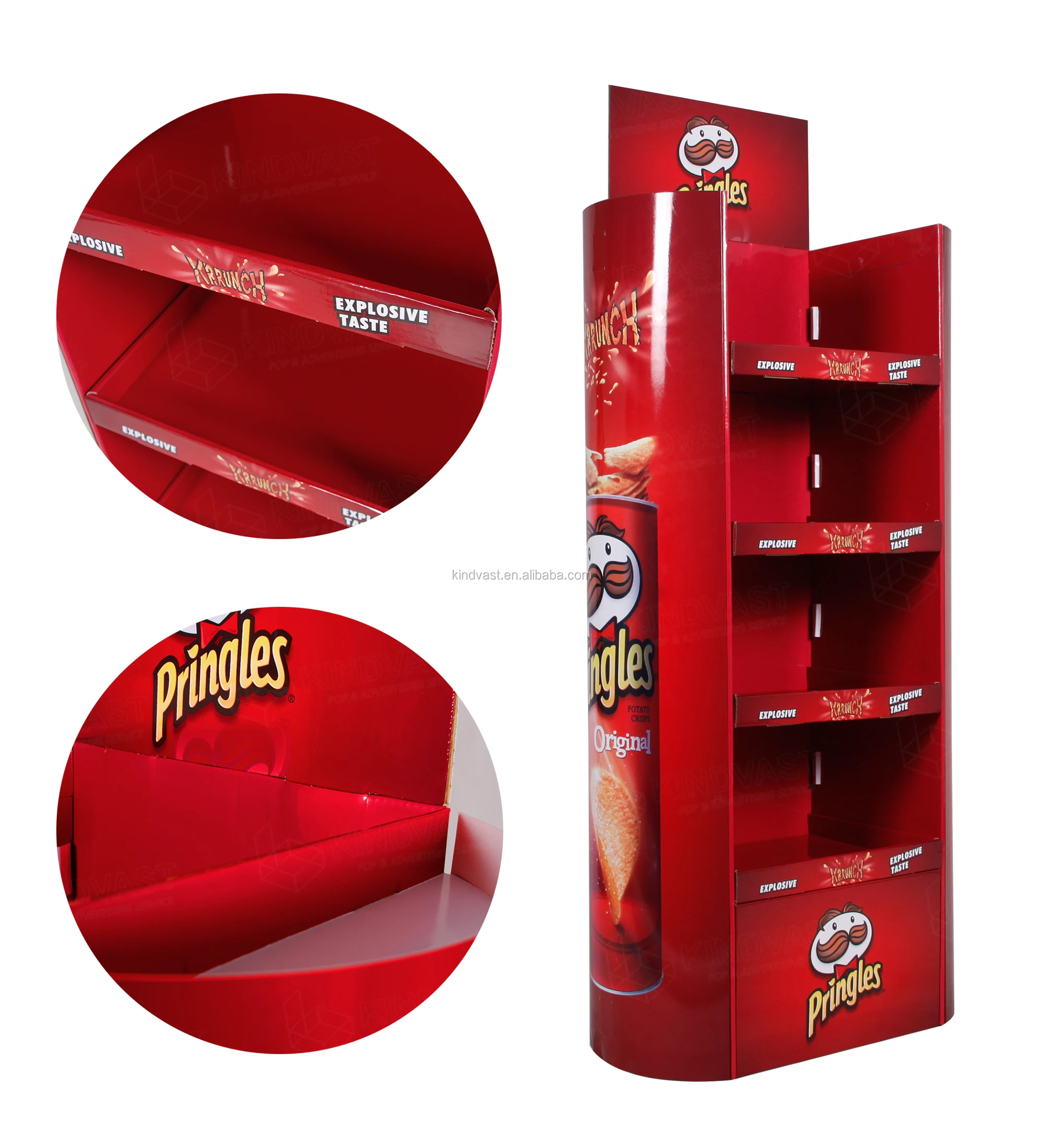 Round Lcd Display Snacks Retail Pringles Cardboard Display Stand Floor