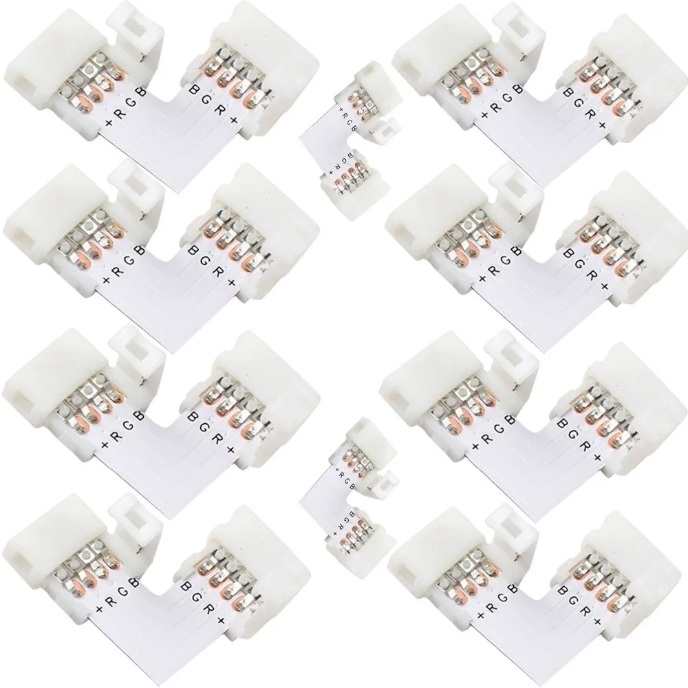 2pin 3pin 4 pin 8mm 10mm L Shape LED Connector For connecting corner right angle 3528 2811 2812 5050 RGB LED Strips