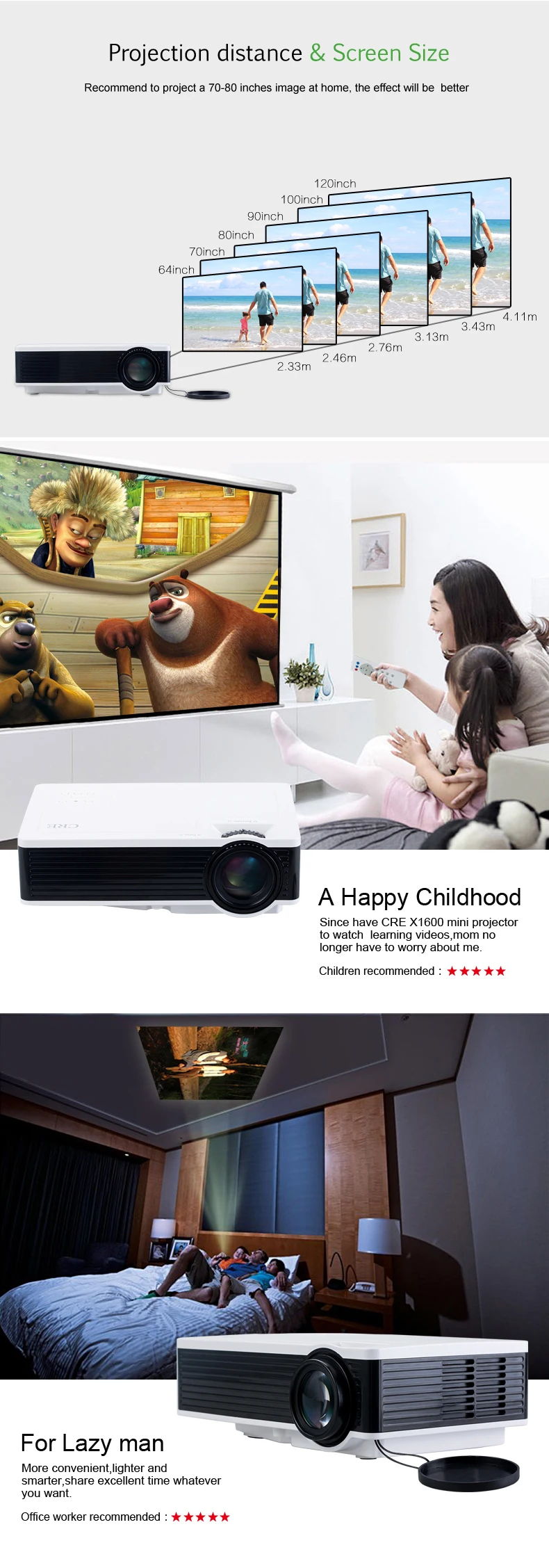 Smart Phone Mobile LCD Projector Mini, Watch Phone Projector 1080p Factory
