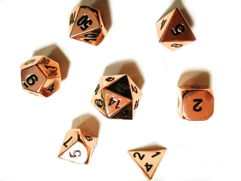 Custom Polyhedral glossy electroplating Metal Zinc alloy Dice