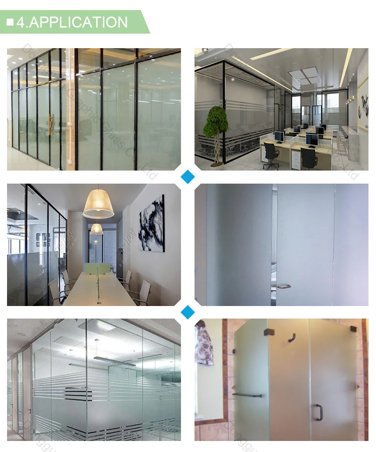 Dongguan Factory Customized Size 8mm, 10mm, 12mm Interior Tempered Frosted Glass Sliding Bathroom Door