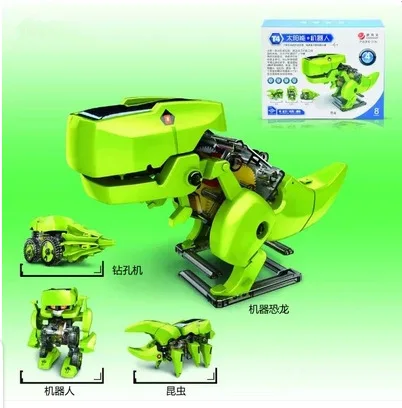 Genuine 4 in 1 solar electric robot dinosaur toys children s educational science toys Multifunctional electric