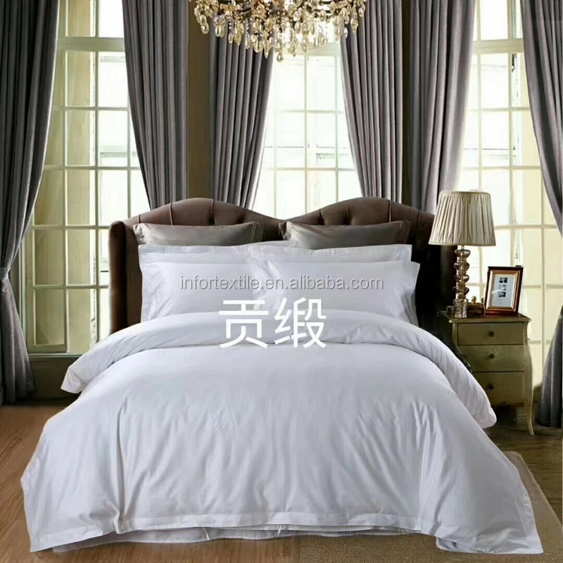 Factory  white color queen size  poly cotton cheap hotel bed linen
