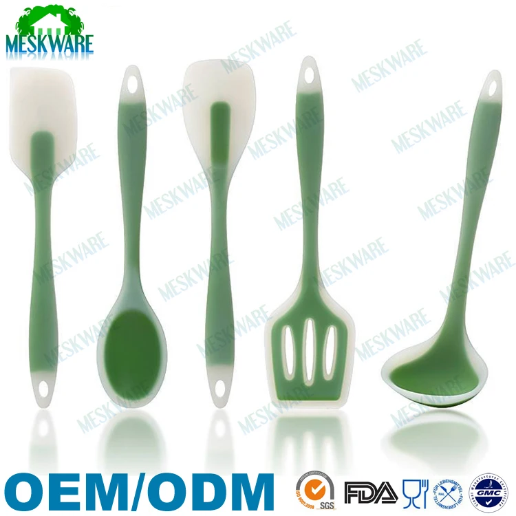 Bpa Free Green 5piece Silicone Utensil Set,Silicone Kitchen Tools