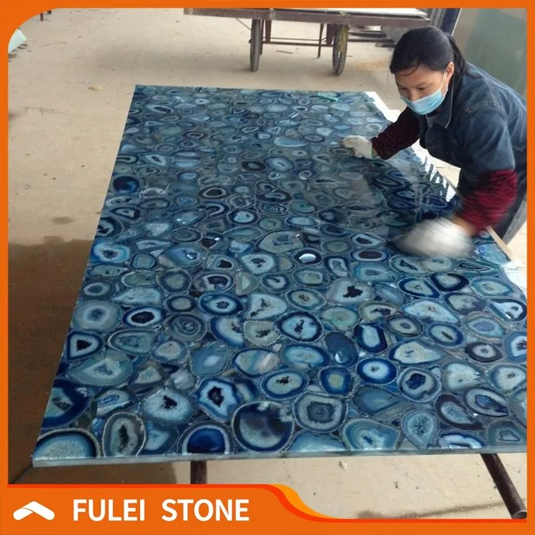 Wholesale Large Semiprecious Gemstone Stone Blue Agate Stone Slab