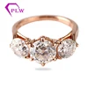 3 stone ring 14k rose gold 1ct forever one VVS OEC cut center moissanite wedding ring for bride