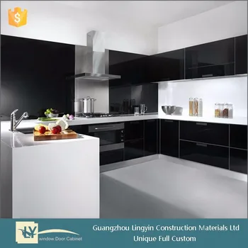 High Gloss Black Door In Lacquer Kitchen Cabinet High Gloss Black Door In Lacquer Kitchen Cabinet