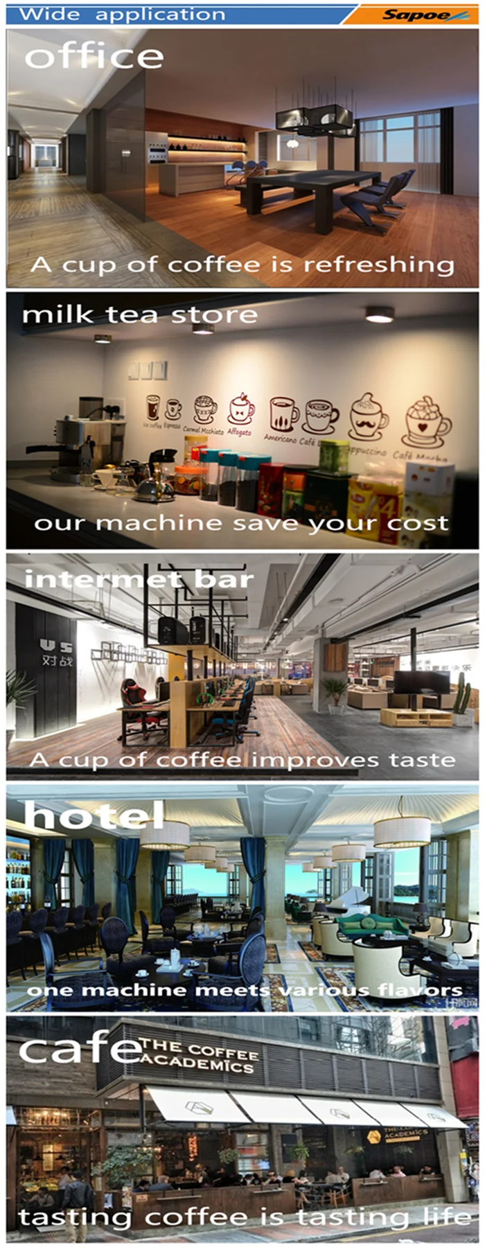 SC-8905BN-C5H5-S Fully automatic coin operated instant coffee hot beverage vending machine