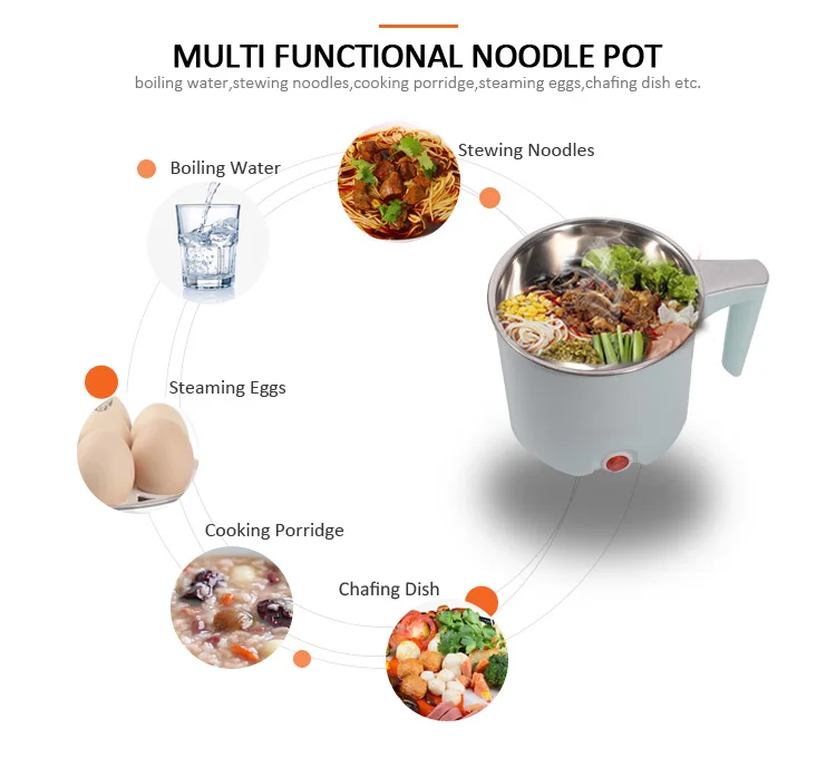 Custom Hot Sell 0.8l 1l Mini Portable Travel Multi Noodle Pot Electric