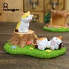 ROOGO resin handmade mini cute cartoon grass wooden stake shape furnishing article