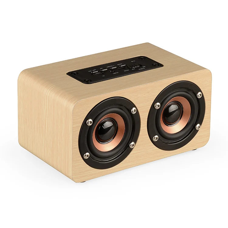 Portable HiFi Shock Bass 10W Dual Driver Bluetooth Speakers Support TF Card AUX Wood Wireless Speaker - ANKUX.COM