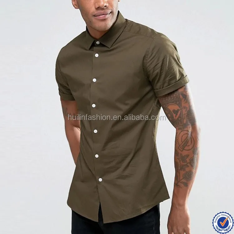 short sleeve slim fit dress shirt