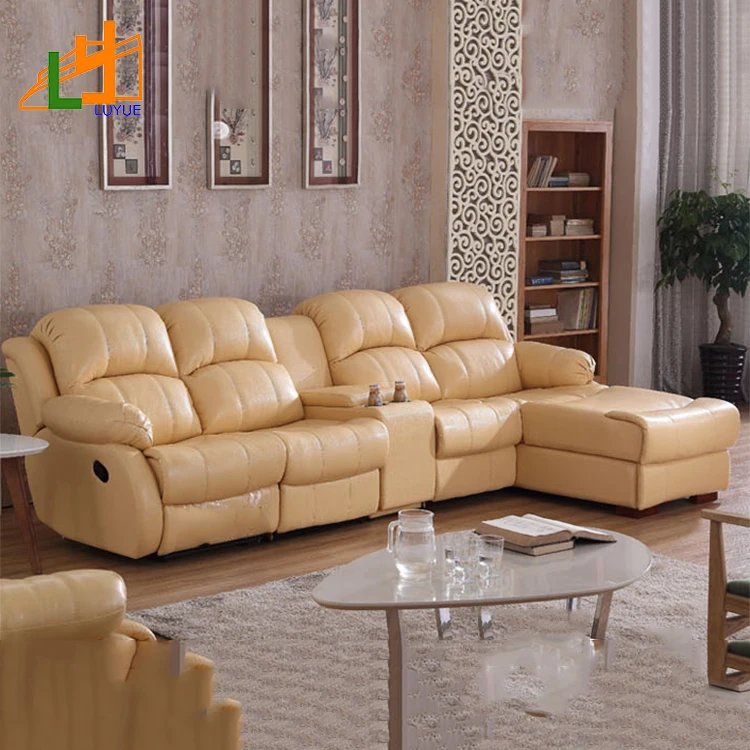European Style Living Room Recliner Sofa Set Yellow Genuine Leather Sofa Buy Sofa Genuine Leather Sofa Recliner Sofa Set Product On Alibaba Com
